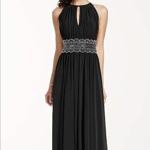 Sleeveless Key Hole Beaded Waist Long Jersey Dress